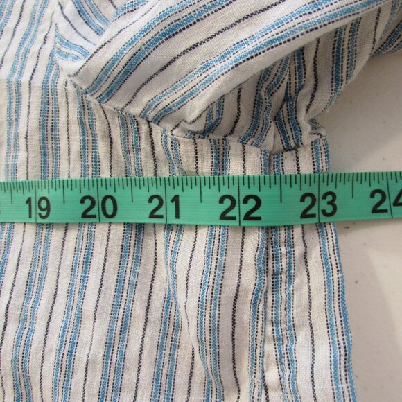 J Jill Love Linen White Blue/Black Striped Hi-Low Tunic Large Tall - Picture 12 of 16